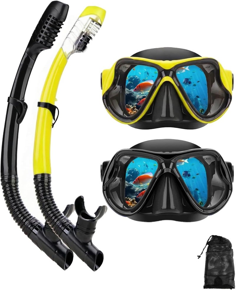 DIPUKI Snorkeling Gear for Adults, Dry-Top Snorkel Mask Set, Anti-Fog Scuba Diving Snorkle mask Set Adult, Panoramic Wide View Dive mask, Adjustable Swimming Diving Snorkeling Packages - Image 1